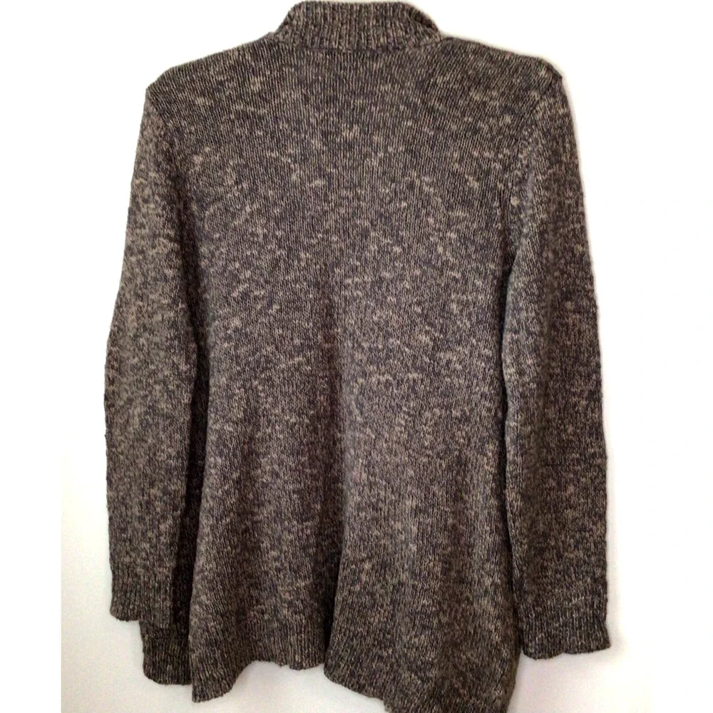 CAbi Brown/Gray Marled Open Front Long Cardigan Cotton Style 880 Size L - Picture 6 of 9